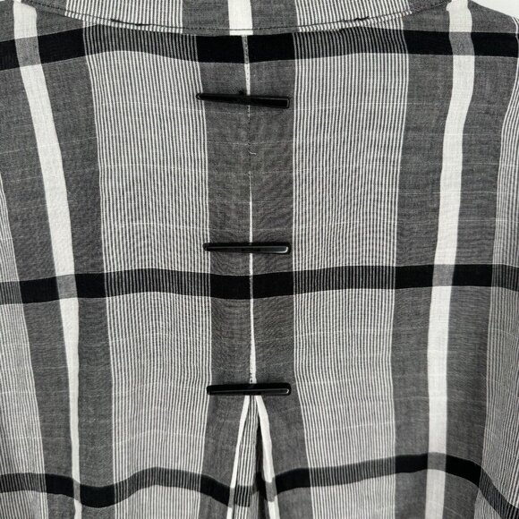 Ali Miles Top Women’s large L black plaid oversized  blouse shirt workwear - Picture 5 of 6
